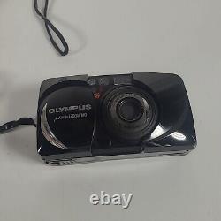 Olympus Mju Zoom 140 Black 35mm Camera With Case Manual Tested & Working