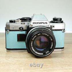 Olympus OM10 Blue 35mm SLR Film Camera + 50mm f/1.8 Lens Beginner Tested