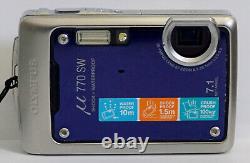 Olympus Stylus U 770 sw 7.1MP Compact Digital Camera Blue/Silver Tested Working