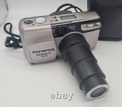 Olympus Superzoom 140 S 35MM Film Multi AF Camera Silver With Olympus Case