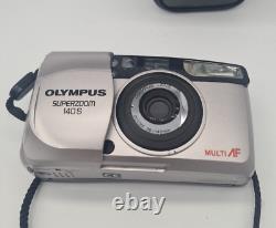 Olympus Superzoom 140 S 35MM Film Multi AF Camera Silver With Olympus Case