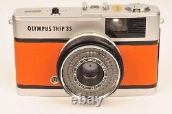 Olympus Trip 35 Compact 35mm Film Camera Burnt Orange Leather 3 Month Warranty