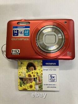 Olympus V Series VG-120 14.0MP Digital Camera 5 x Zoom Red Display Stock