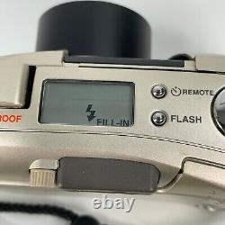 Olympus mju Zoom 105 35mm Compact Film Camera Point & Shoot Light Gold Working