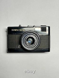 RARE BLACK Olympus TRIP 35, 35mm Film Camera SERVICED, TESTED, Strap+Cap